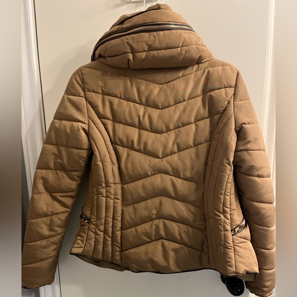 ZARA Quilted Puffer Coat with Faux Fur Collar & Hidden Hood Women's Size Small - Picture 2 of 7